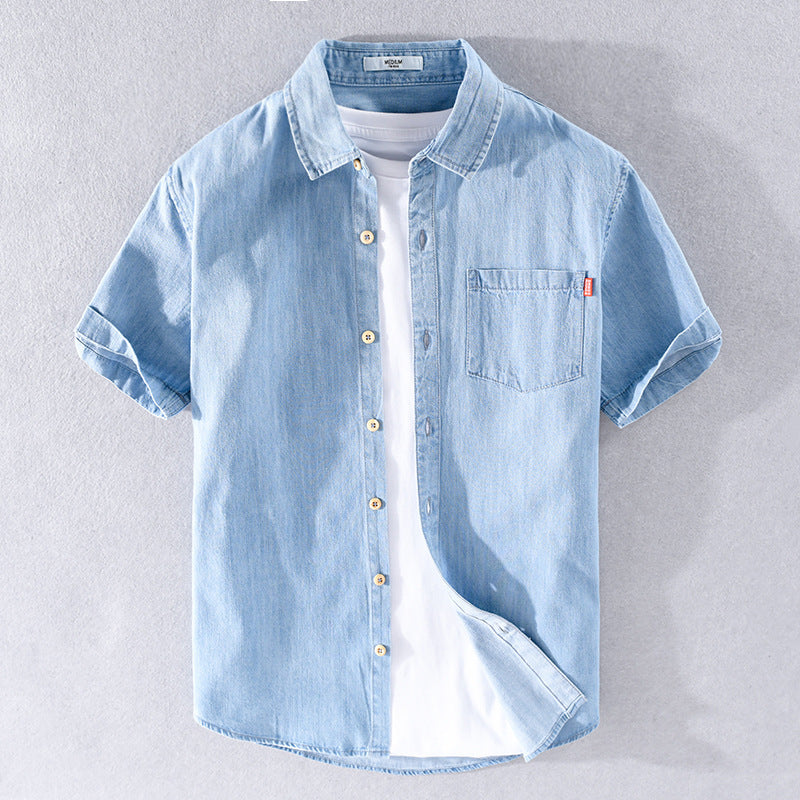 Kurzarm-Jeanshemd aus Baumwolle Ideal für den Sommer