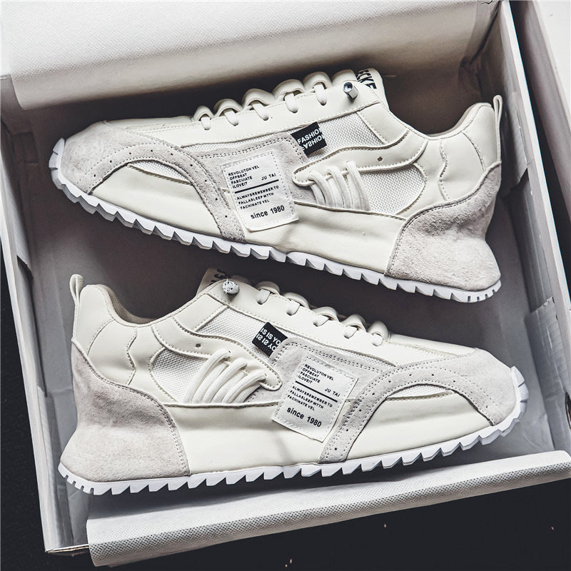Mikrofaser Schnür-Sneaker mit Dicker PVC-Sohle und Niedrigem Schnitt | Ideal für Frühling und Herbst