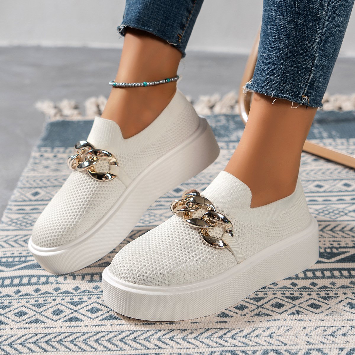 Flache Schuhe mit Kettendetail und Atmungsaktivem Mesh-Obermaterial | Ideal für Frühling und Sommer