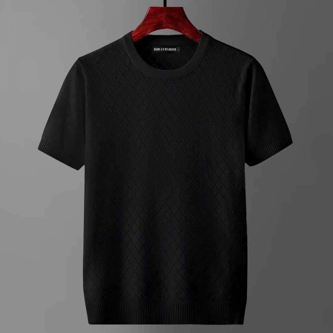 Herren Leichter Kurzarm Pullover mit Ausschnitten – Ideal für den Sommer