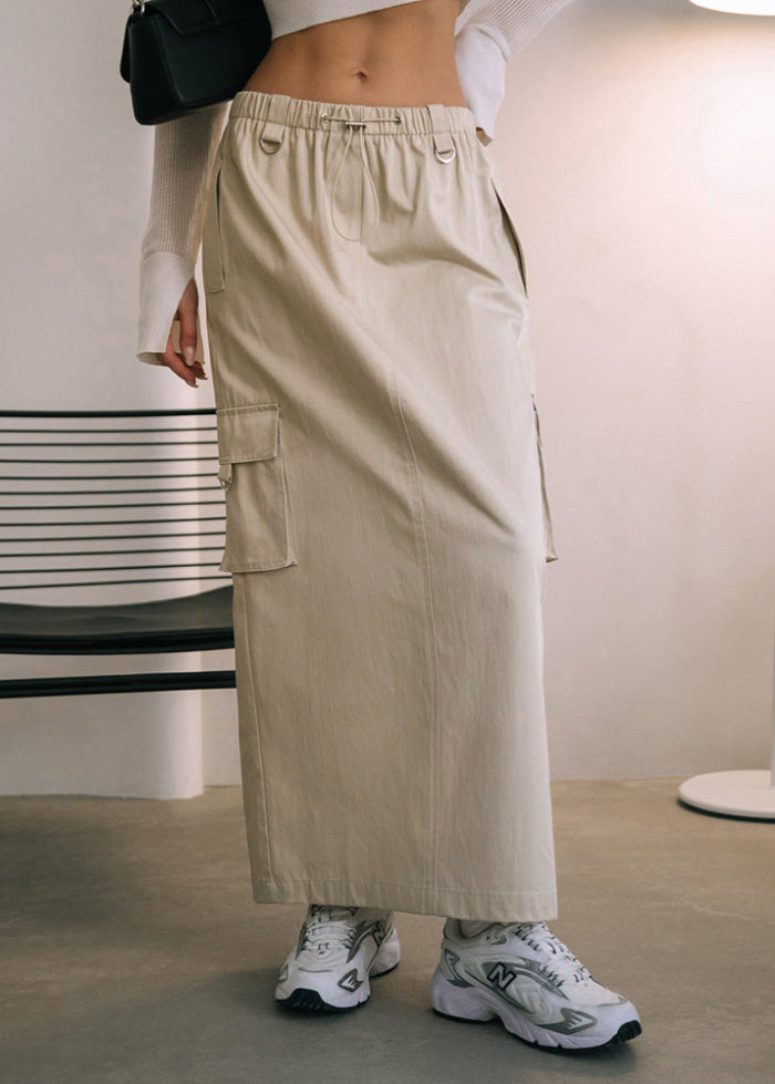 Rock mit Hohem Bund, Kordelzug und Taschen | Ideal für Frühling und Sommer
