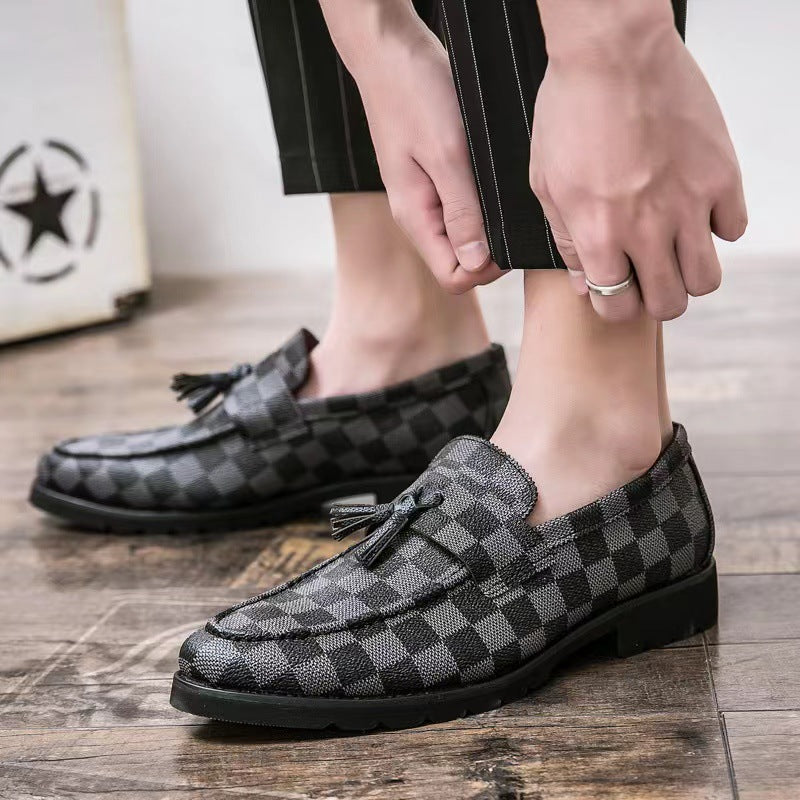 Herren Karierte Business-Lederschuhe mit Rutschfester Sohle | Ideal für alle Jahreszeiten