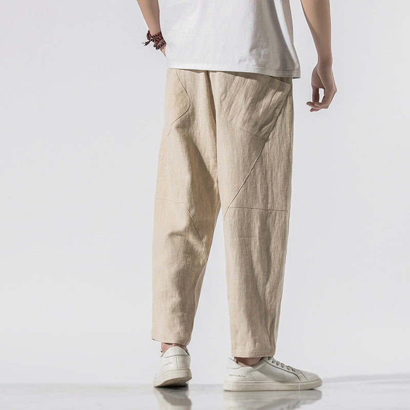Herren Dünne Leinen 3/4 Weite Hose I Ideal für Sommer