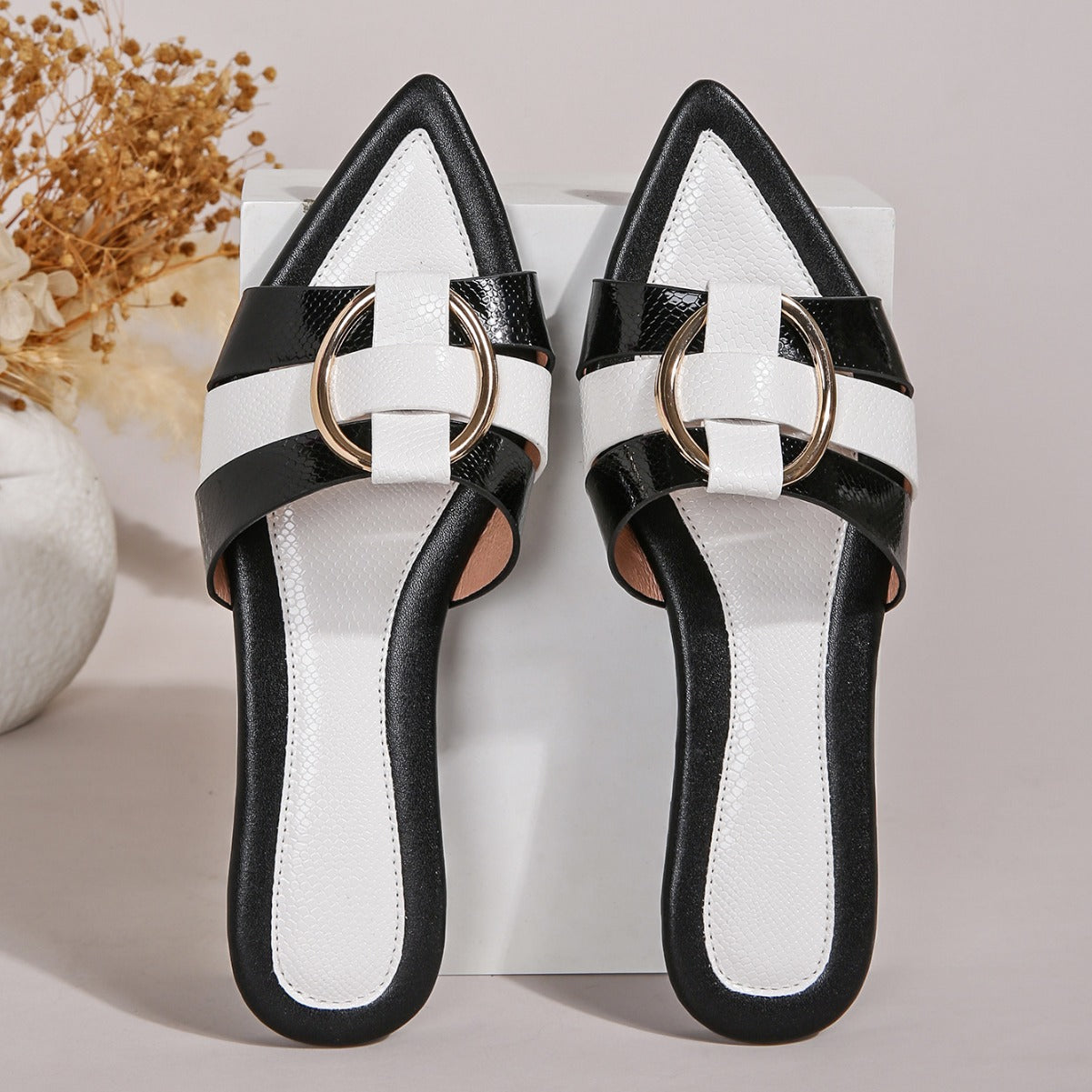 Damen Pantoletten aus PU-Leder mit Offenem Zehendesign | Ideal für den Sommer