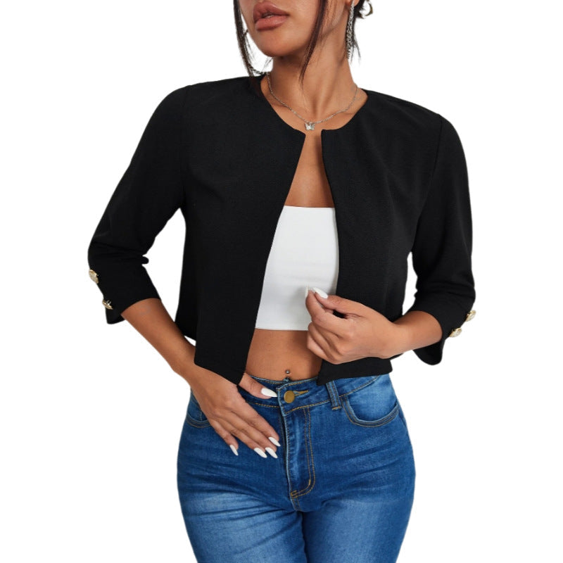 Einfarbige Slim Fit Bomberjacke mit Schlitz und Knöpfen | Ideal für Frühling und Herbst