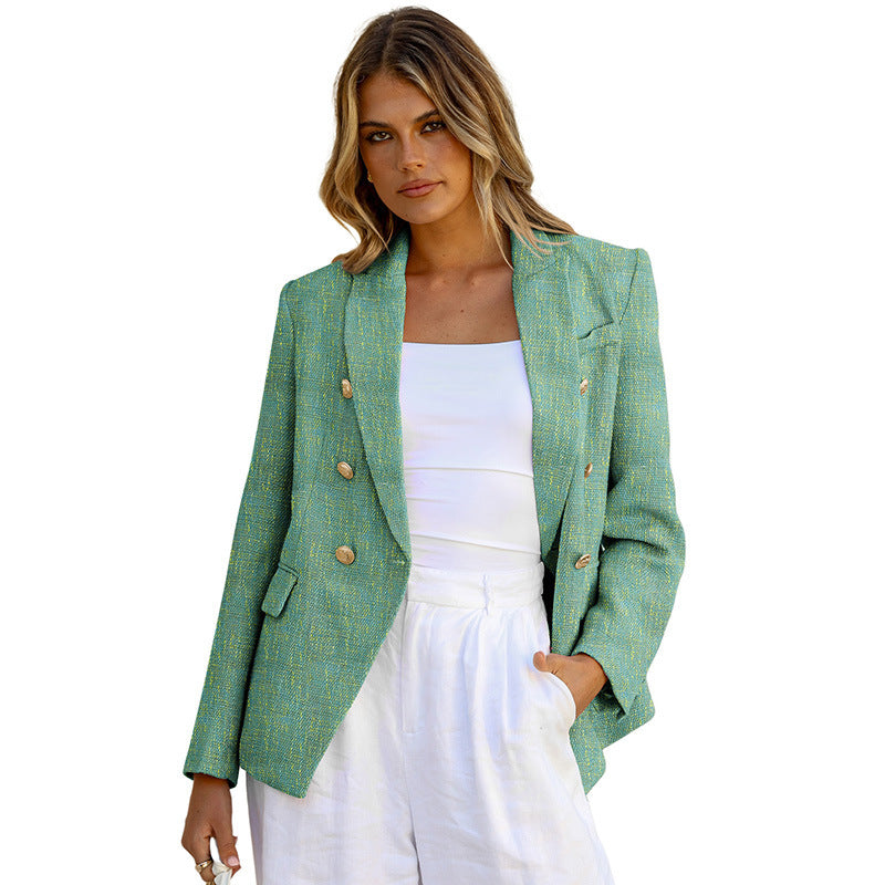 Karierter Slim Fit Anzug mit Metallknöpfen | Ideal für Frühling und Herbst