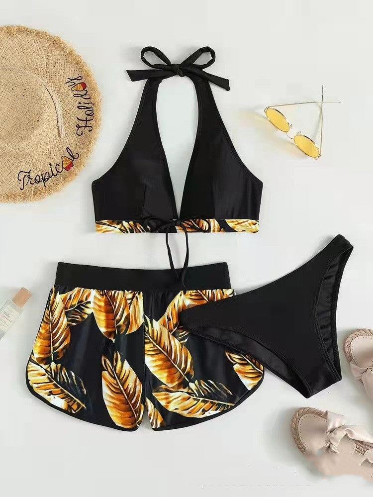 Damen-Bikini-Set mit passenden Shorts und schnelltrocknendem Stoff