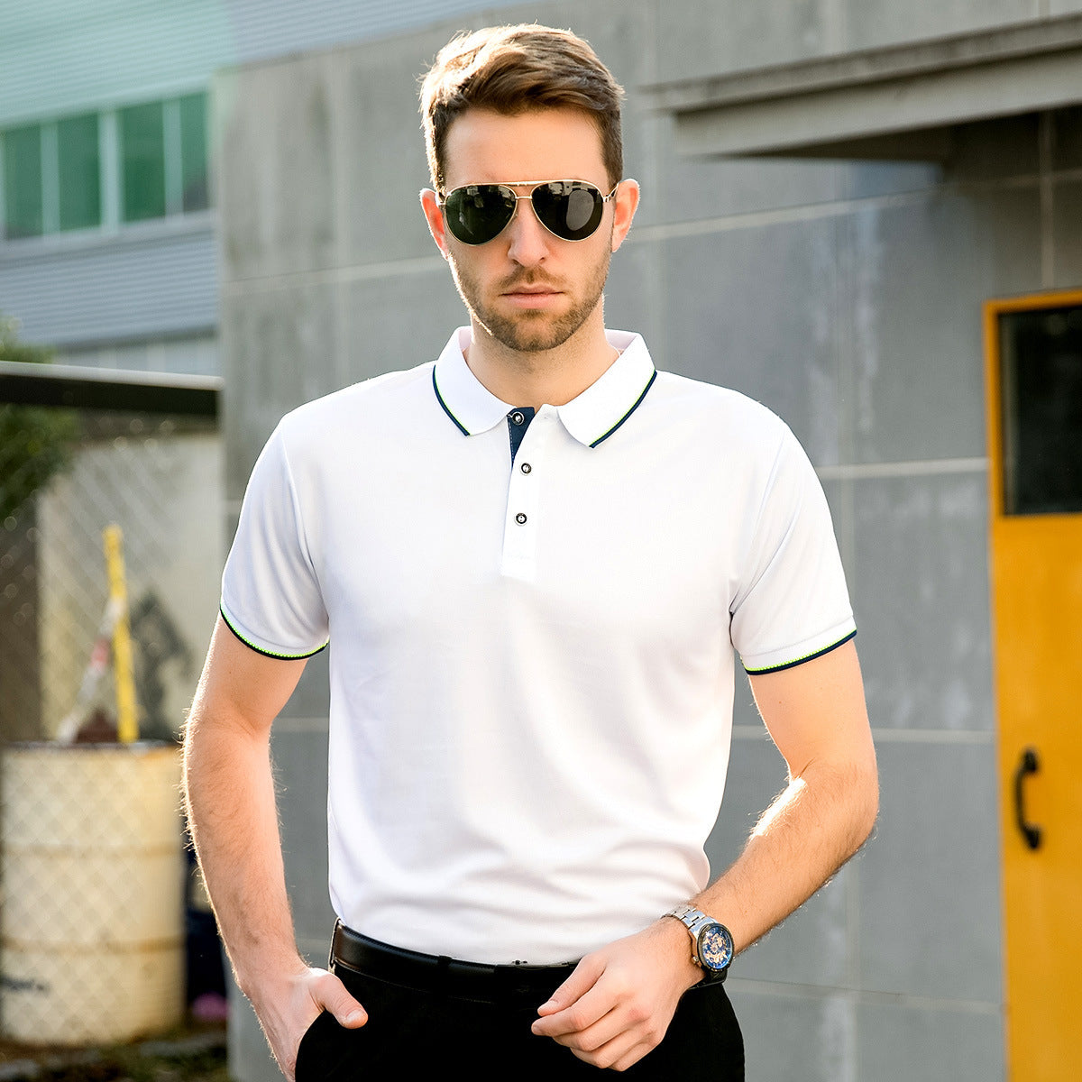 Herren Leichtes Poloshirt mit Revers Kurzarm Ideal für den Sommer