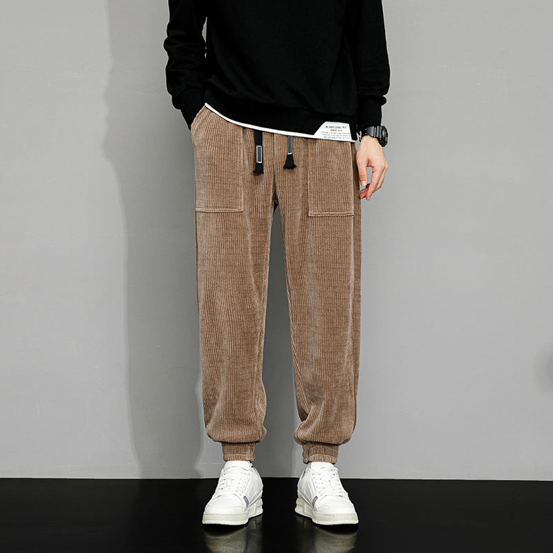 Lockere Weitbeinige Cord-Sweatpants Ideal für Herbst und Winter