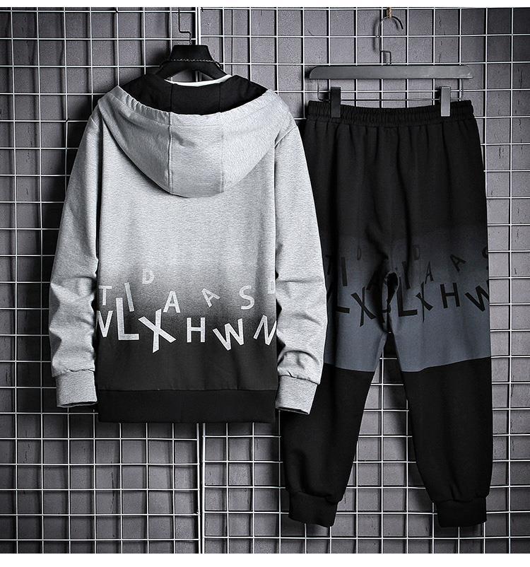 Herren Kapuzen-Gradient-Trainingsanzug Ideal für Frühling und Herbst