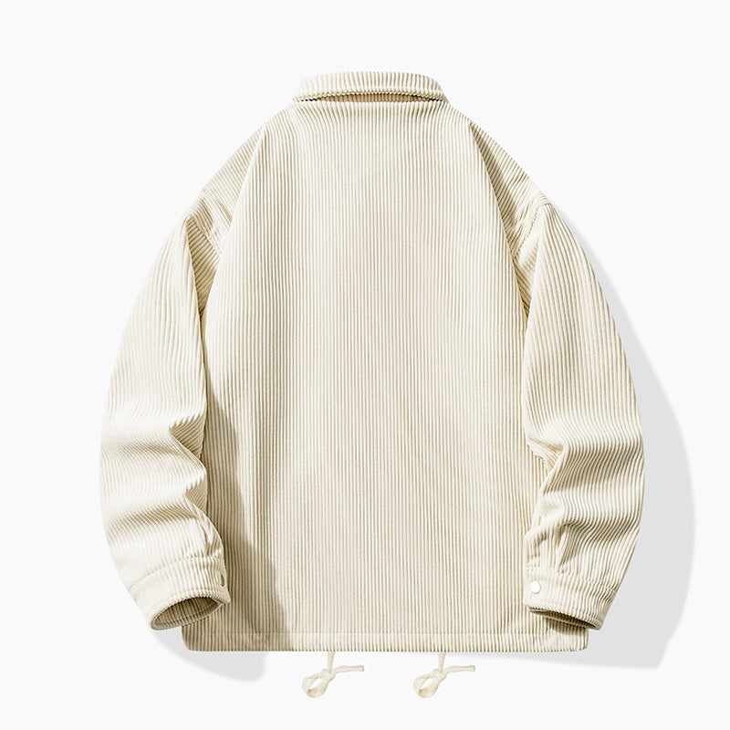 Locker Geschnittene Cordjacke in Uni-Farbe mit Langen Ärmeln | Ideal für Herbst und Frühling