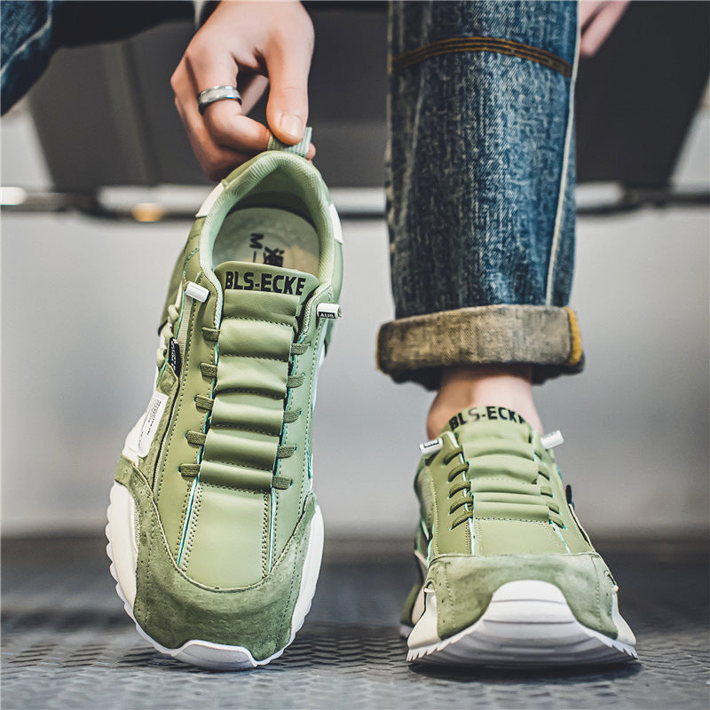 Mikrofaser Schnür-Sneaker mit Dicker PVC-Sohle und Niedrigem Schnitt | Ideal für Frühling und Herbst