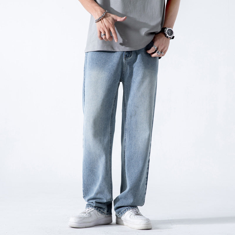 Herren Lose Gerade Gewaschene Weite Jeans Mit Mittlerer Taille I Ideal für Frühling und Herbst