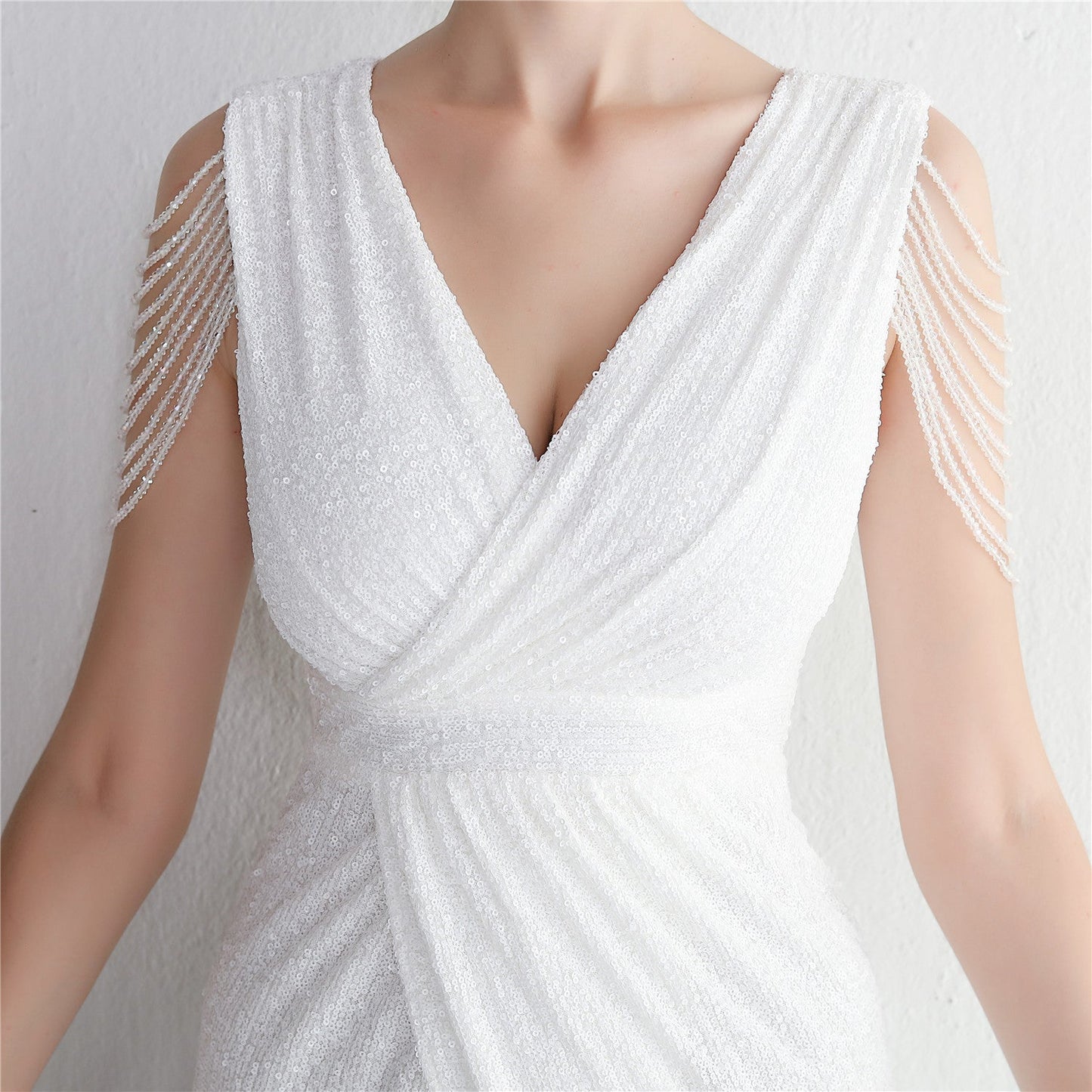 Beadiertes V-Ausschnitt Abendkleid mit Schmaler Passform | Ideal für Alle Jahreszeiten