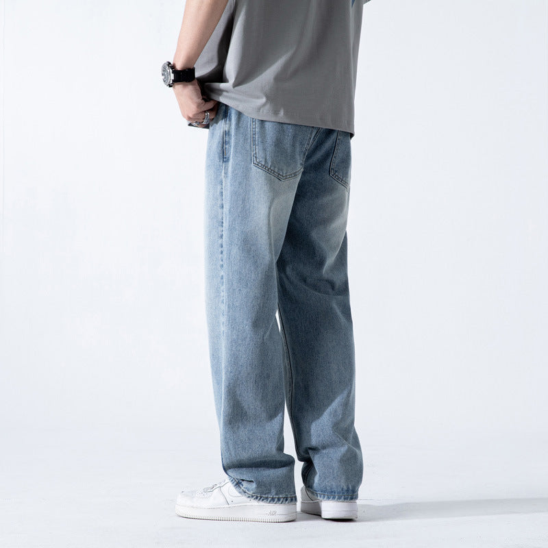 Herren Lose Gerade Gewaschene Weite Jeans Mit Mittlerer Taille I Ideal für Frühling und Herbst