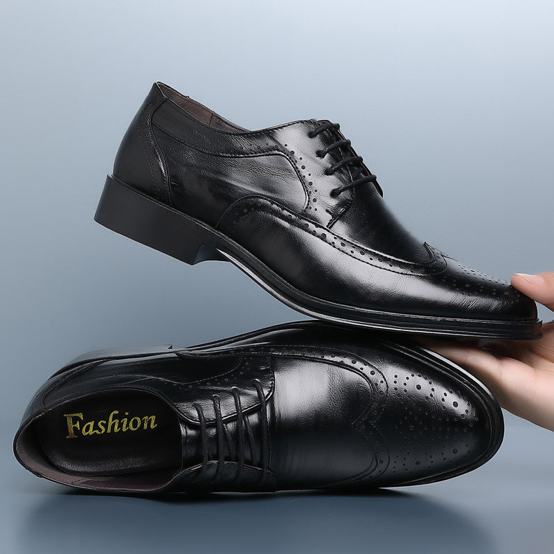 Gravierte Rindleder Low-Top Lederschuhe mit Gummisohle | Ideal für Frühling und Herbst