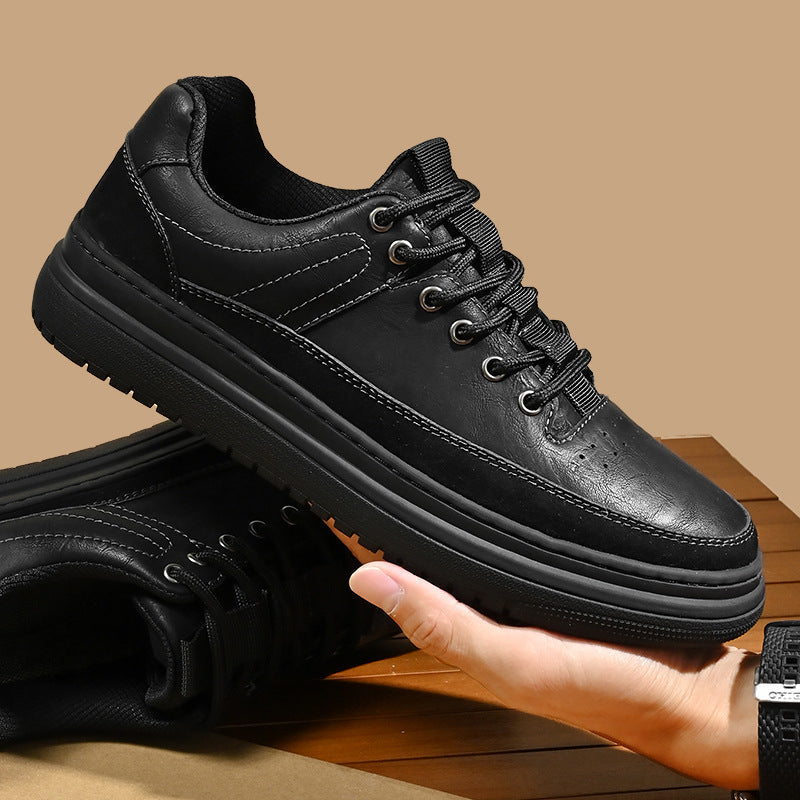 Herren Leder Low-Top Schuhe mit Dicker Gummisohle Ideal für alle Jahreszeiten