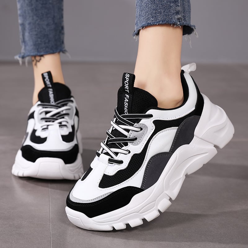 Damen-Laufschuhe mit Hoch Elastischer Dicker Sohle Weicher EVA-Sohle und Schnürung | Ideal für Frühling und Herbst