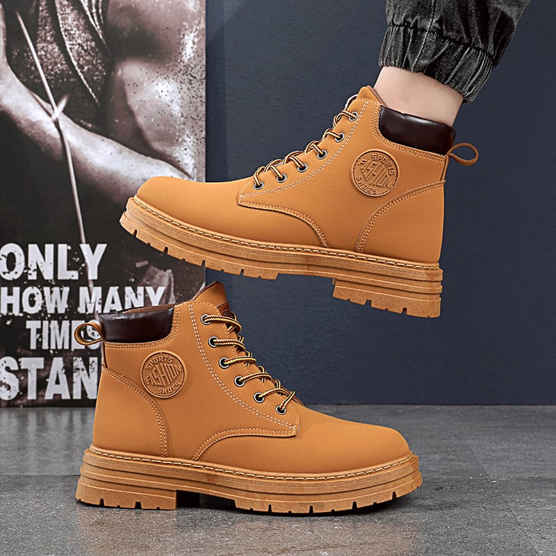Wasserdichte PU-Leder Martin Stiefeletten mit Gummisohle | Ideal für den Winter