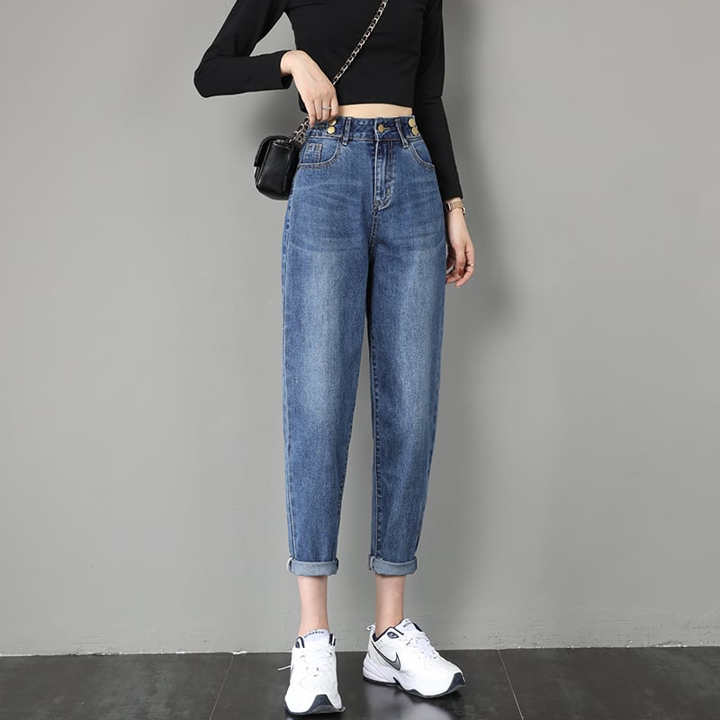 Weit geschnittene High-Waist-Jeans I Ideal für den Herbst