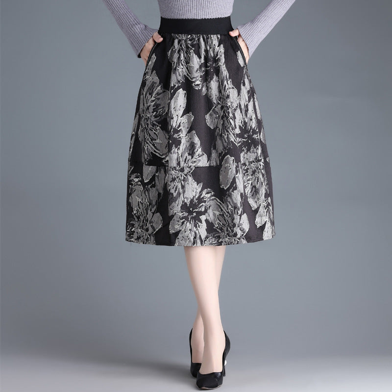 Jacquard Hochtaillierte A-Linien Midirock | Ideal für Alle Jahreszeiten