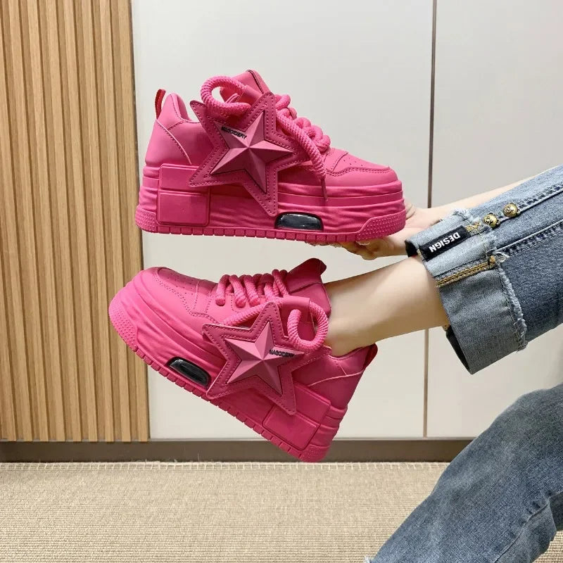 Leichte Weiße Schuhe mit Plateau und Schnürdesign | Ideal für Frühling und Sommer