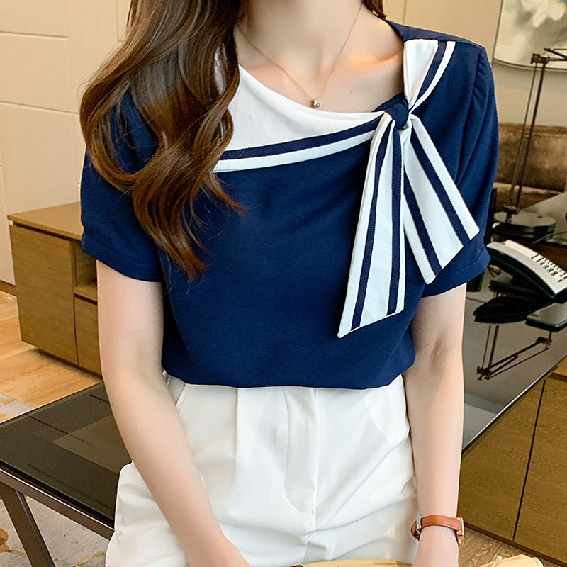 Bow Tie Chiffon Pullover Bluse mit langen Ärmeln | Ideal für den Frühling