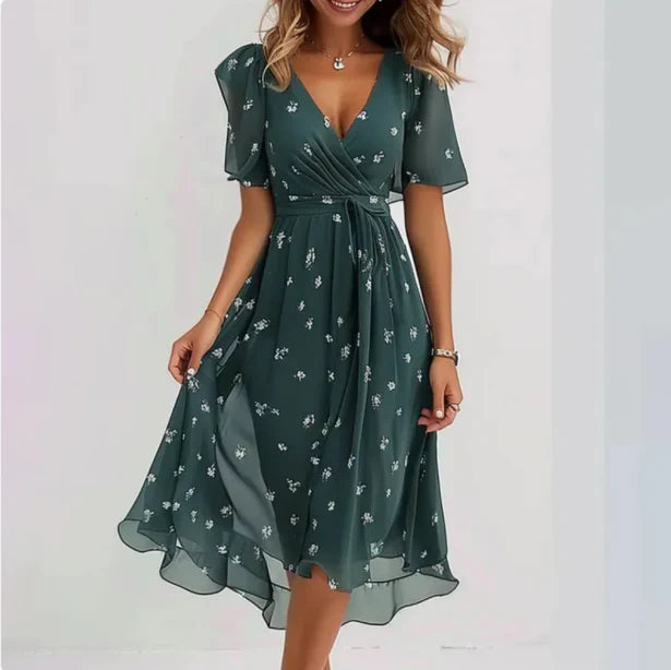 Elegantes V-Ausschnitt-Kleid mit Maßgeschneidertem Schnitt | Ideal für Frühling und Herbst