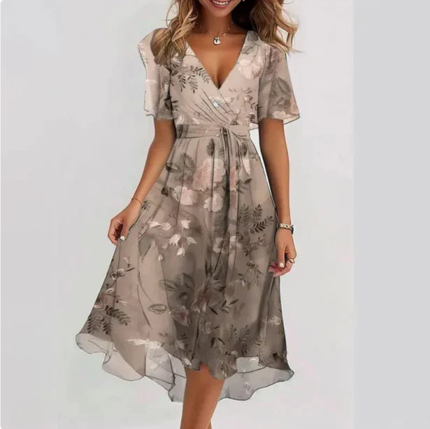 Elegantes V-Ausschnitt-Kleid mit Maßgeschneidertem Schnitt | Ideal für Frühling und Herbst