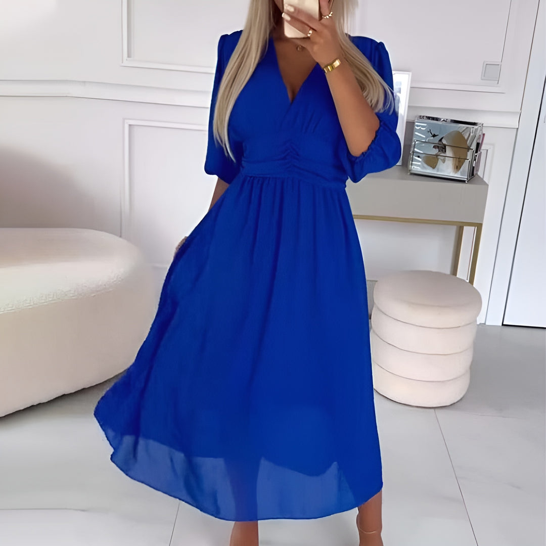 Leichtes Seiden-Chiffon-Kleid mit fließendem Schnitt | Ideal für Frühling und Sommer
