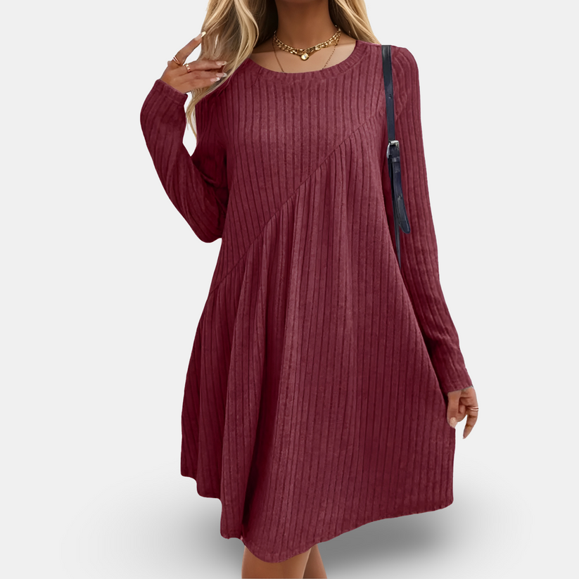 Strickkleid mit Rippmuster und langen Ärmeln | Ideal für Herbst und Winter