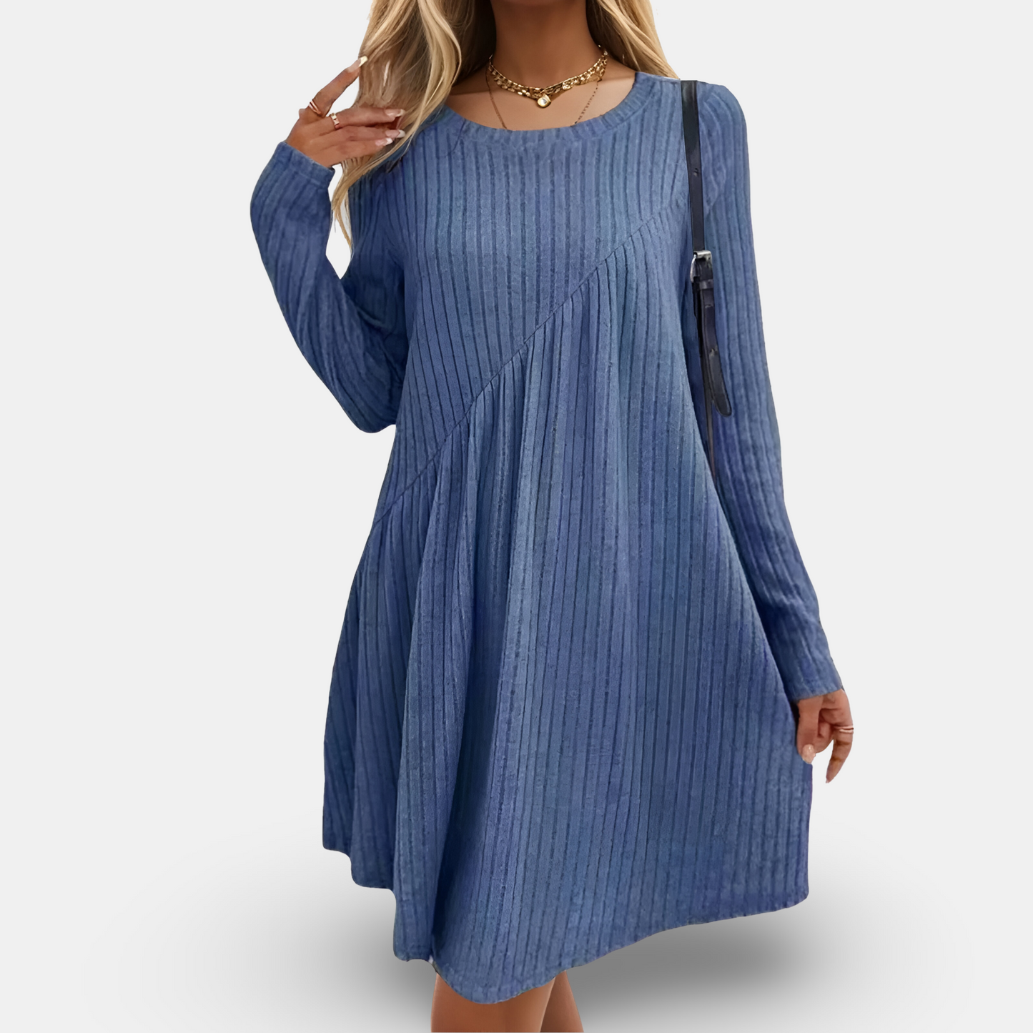 Strickkleid mit Rippmuster und langen Ärmeln | Ideal für Herbst und Winter