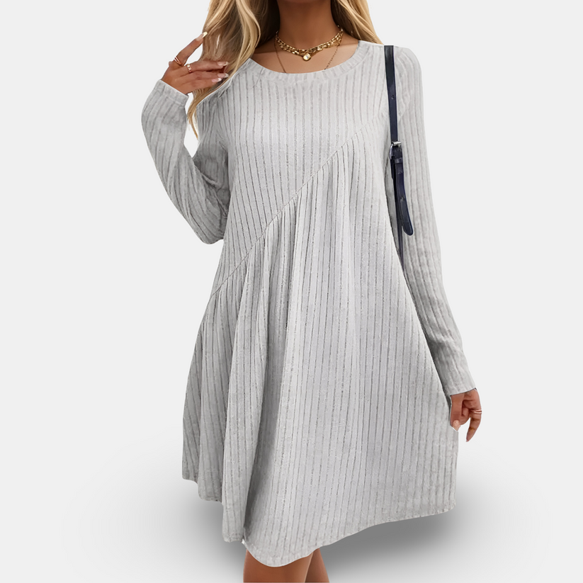 Strickkleid mit Rippmuster und langen Ärmeln | Ideal für Herbst und Winter