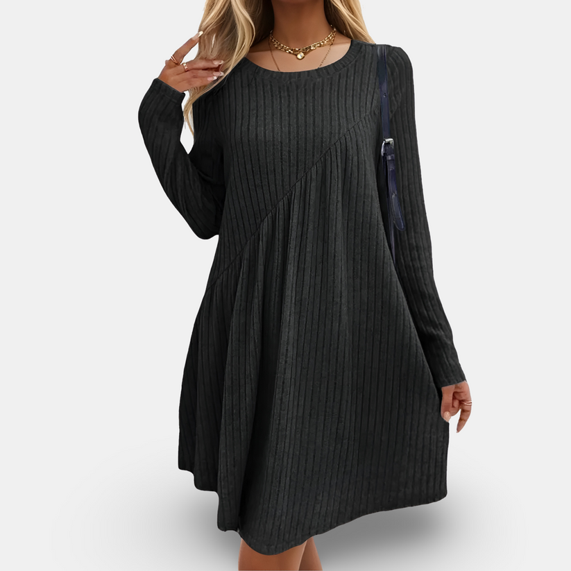 Strickkleid mit Rippmuster und langen Ärmeln | Ideal für Herbst und Winter