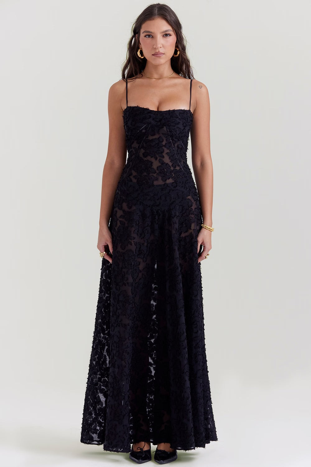 Spitzen-Maxikleid mit schimmerndem Stoff | Perfekt für Frühling & Sommer