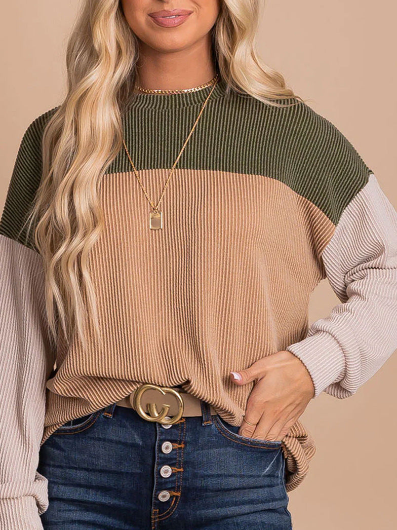 Damenpullover mit Kontrastfarben und Langarm | Ideal für Frühling und Herbst