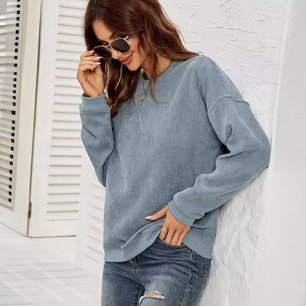 Cord Pullover-Sweatshirt mit langen Ärmeln | Ideal für Frühling und Herbst
