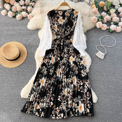 Bedrucktes Maxi Kleid mit Langen Ärmeln und Ethnischen Mustern | Ideal für Frühling und Sommer