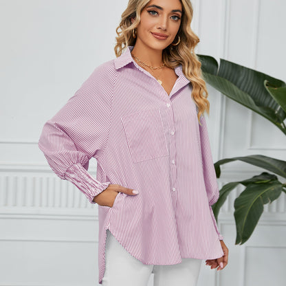 Faltenmanschetten Streifen Langarmshirt | Ideal für Frühling und Herbst