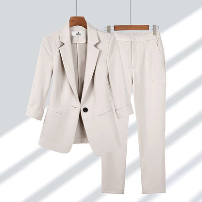 Frauen Longsleeve Blazer und Hose Zwei-Teile-Set | Ideal für Frühling und Herbst