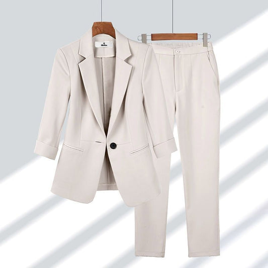Frauen Longsleeve Blazer und Hose Zwei-Teile-Set | Ideal für Frühling und Herbst