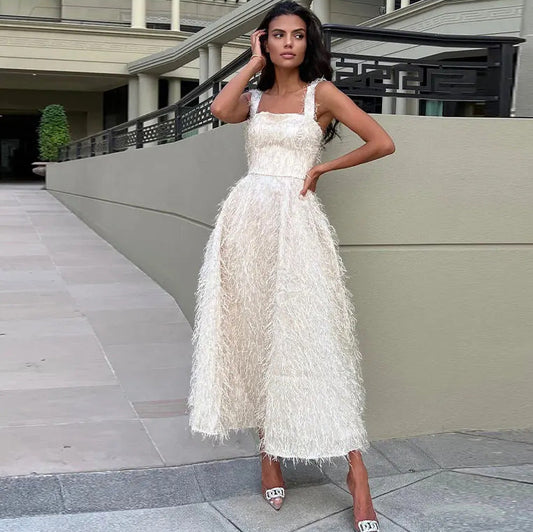 Ärmelloses Quasten Schnürkleid in Mid-Länge | Ideal für Frühling und Sommer