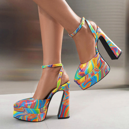 Leopardenmuster Spitz High Heels mit Wasserdichter Plattform | Ideal für Alle Jahreszeiten