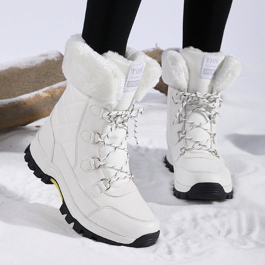 Fleecegefütterte Rutschfeste Schneestiefel mit Schnür-Design | Ideal für Winter