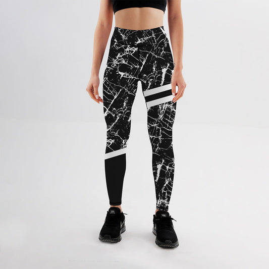 Schwarz-Weiß Marmor Print Yoga Leggings I Ideal für alle Jahreszeiten