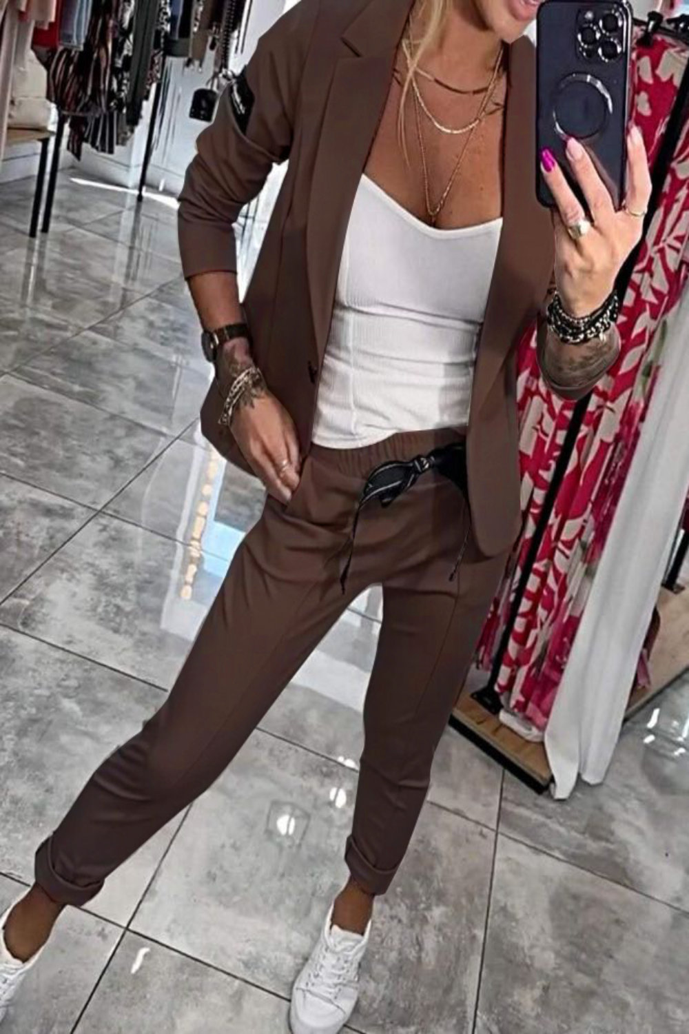 Zweiteiliges Set mit leichtem Blazer und Stretch-Hose | Ideal für Frühling und Herbst