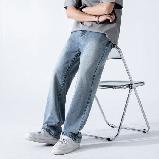 Herren Lose Gerade Gewaschene Weite Jeans Mit Mittlerer Taille I Ideal für Frühling und Herbst