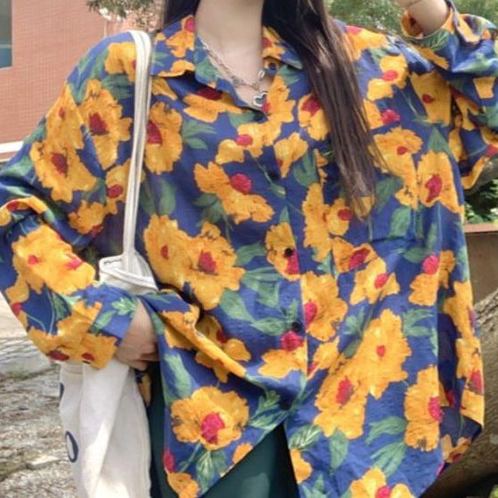 Damen Bedrucktes Langarm-Shirt mit Knopfleiste | Ideal für Alle Jahreszeiten