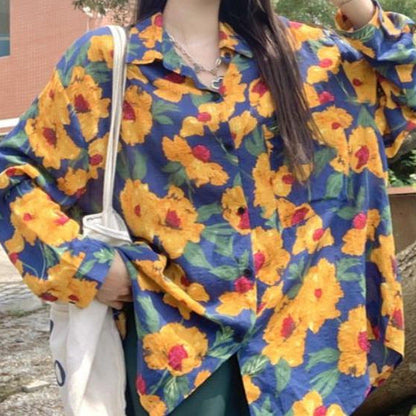 Damen Bedrucktes Langarm-Shirt mit Knopfleiste | Ideal für Alle Jahreszeiten