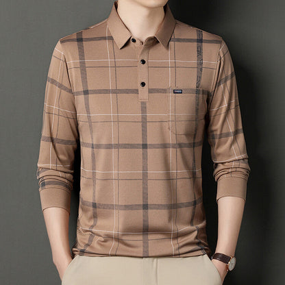 Herren Gestreiftes Polo-Kragen Langarm T-Shirt | Ideal für Herbst